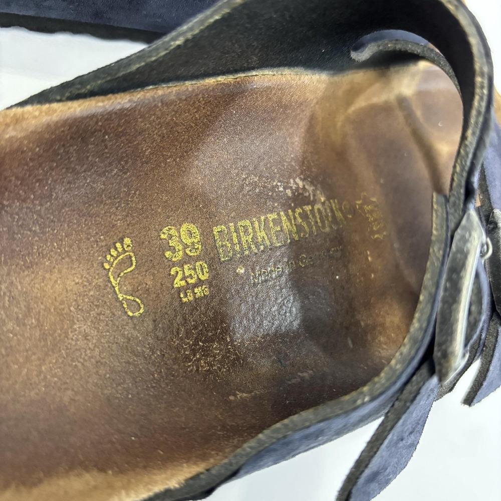 Birkenstock Arizona Sandals Womens 8 39 Blue Suede Shoes Comfort Cork Germany - Picture 6 of 13